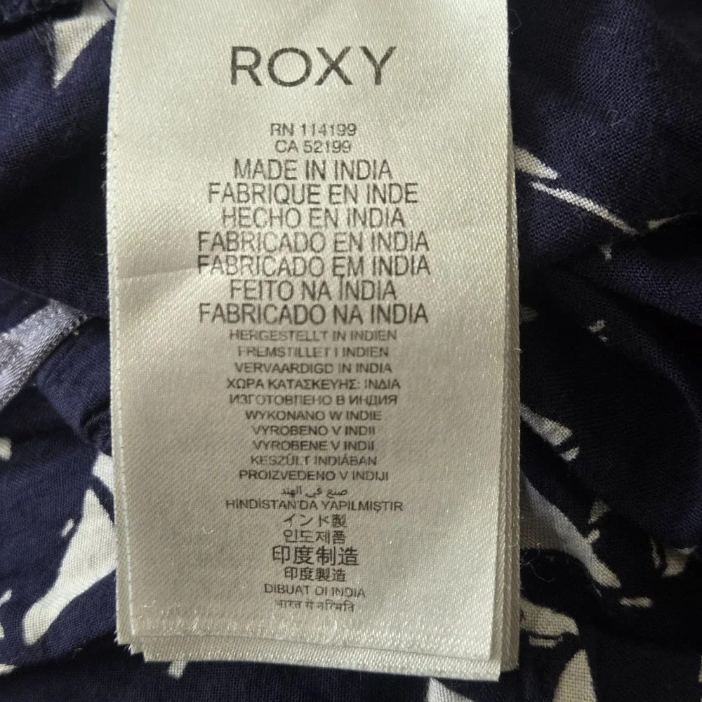 Roxy Women's Navy White Tropical One-Piece Jumpsuit Pantsuit Tube Top Size Small